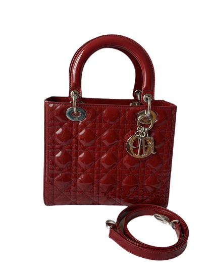 Lady Dior Medium Bag Red Patent Leather Rovelle Bags
