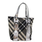 Luxury Burberry Nova Check Tote Bag Nylon Gray Auth 77008