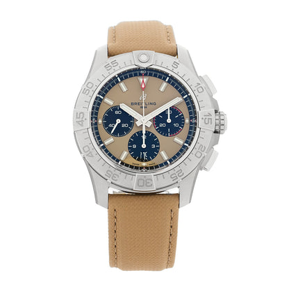 Stainless Steel Calfskin 44mm Avenger B01 Chronograph Automatic Watch Sand AB0147101A1X1