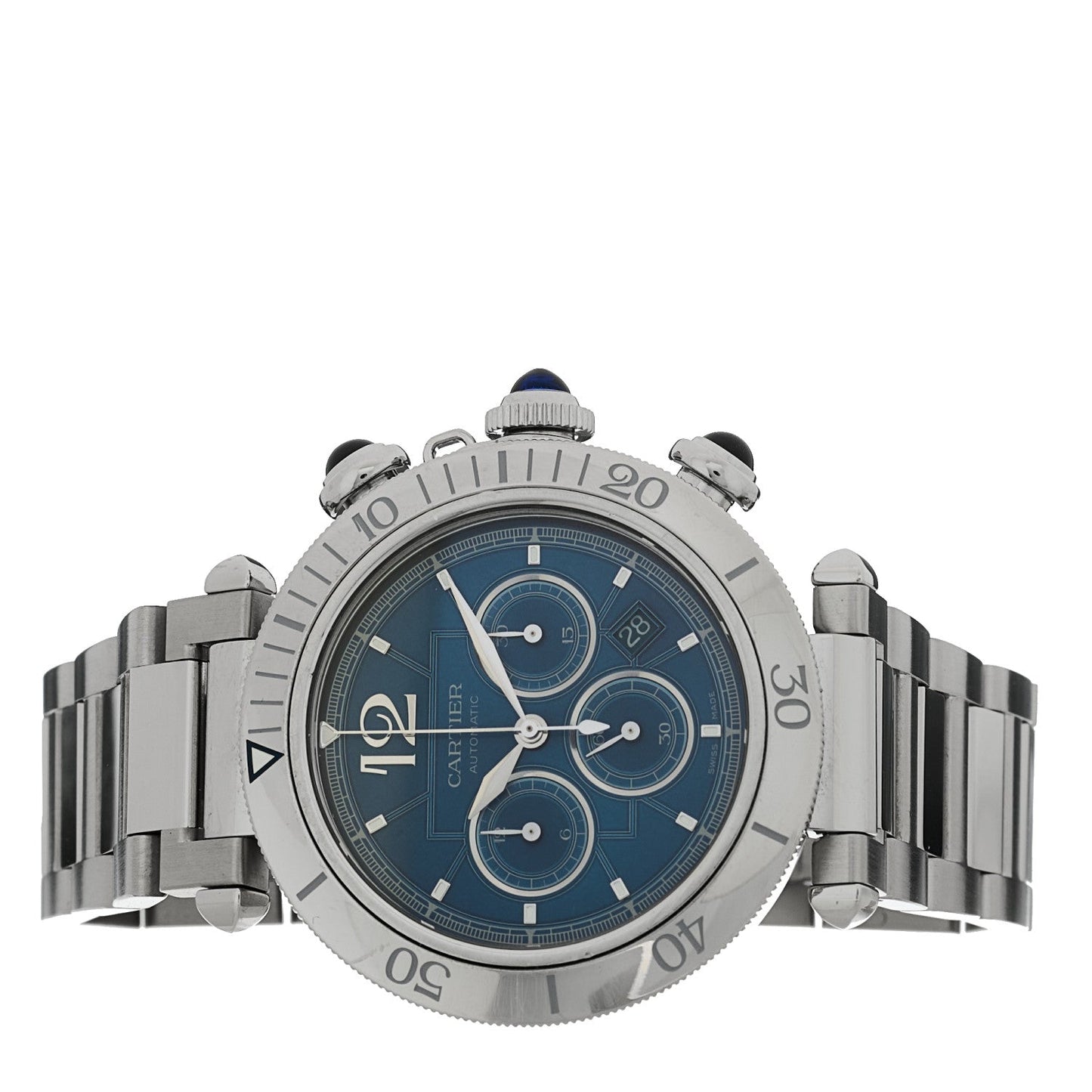 Stainless Steel 41mm Pasha C Chronograph Automatic Watch Blue