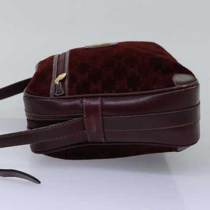 Luxury CELINE Macadam Canvas Shoulder Bag Bordeaux 77323