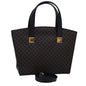 Luxury CELINE Macadam Canvas Hand Bag PVC 2way Black 77386