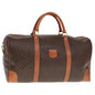 Luxury CELINE Macadam Canvas Boston Bag PVC Leather Brown 77390