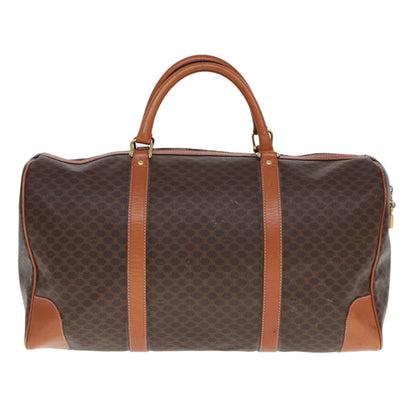 Luxury CELINE Macadam Canvas Boston Bag PVC Leather Brown 77390
