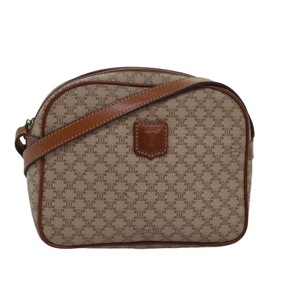 Luxury CELINE Macadam Canvas Shoulder Bag Beige 77624