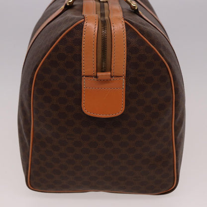 Luxury CELINE Macadam Canvas Boston Bag PVC Leather Brown 77648