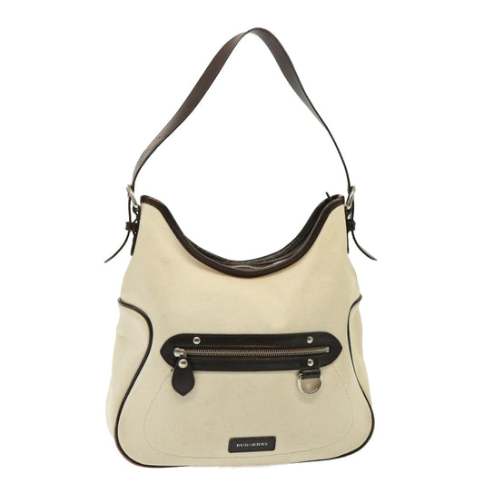 Burberry Auth Canvas White Shoulder Bag