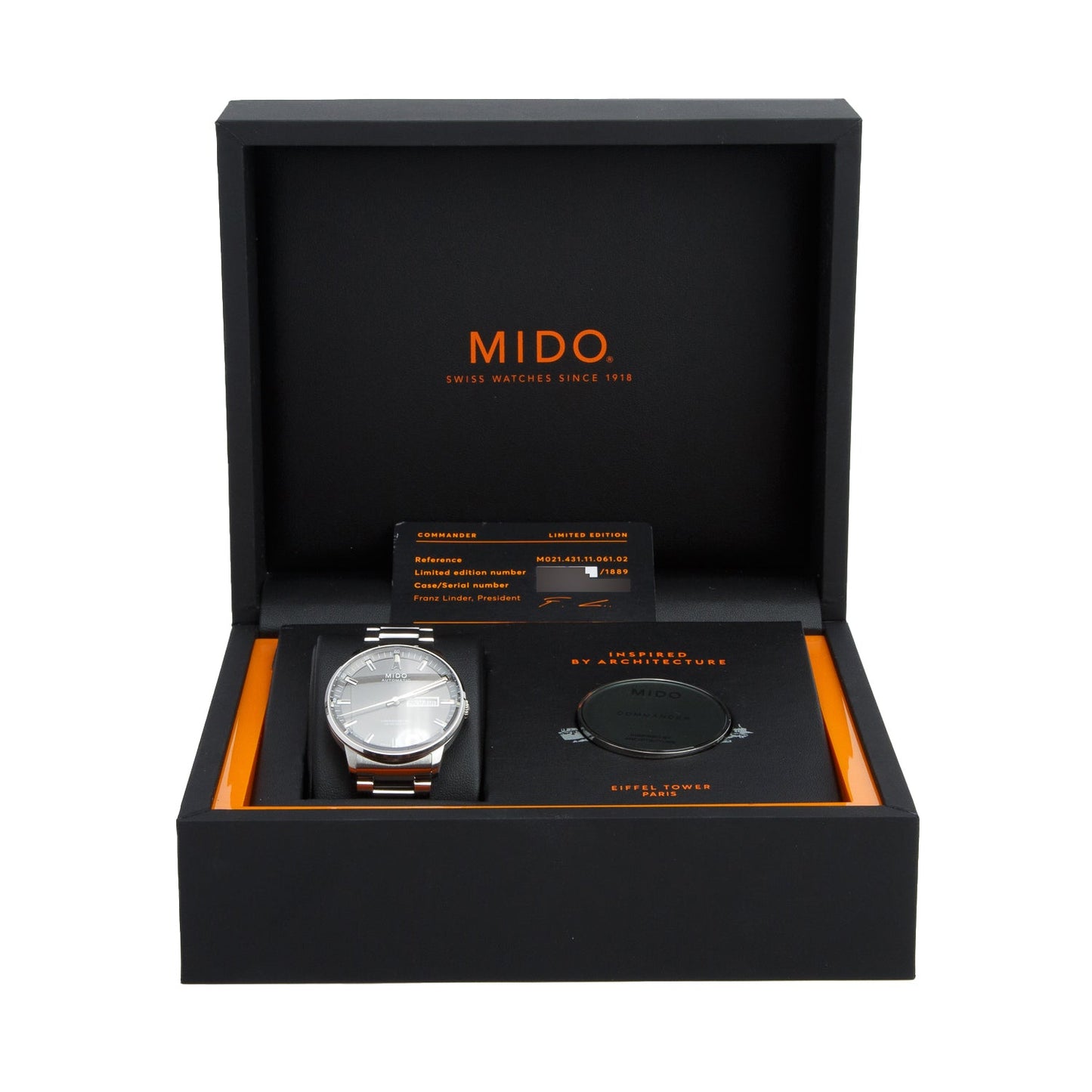 Mido 2026 Limited Edition Stainless Steel Commander Chronometer 40 MM Day Date Automatic Watch Grey Dial w/ Box & Papers