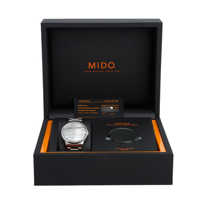 Mido 2026 Limited Edition Stainless Steel Commander Chronometer 40 MM Day Date Automatic Watch Grey Dial w/ Box & Papers