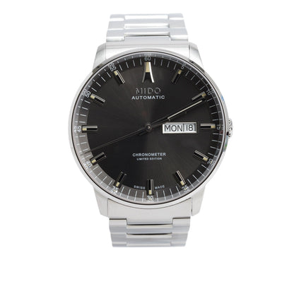 Mido 2026 Limited Edition Stainless Steel Commander Chronometer 40 MM Day Date Automatic Watch Grey Dial w/ Box & Papers