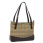 Luxury Burberry Nova Check Shoulder Bag Canvas Beige Auth 77833