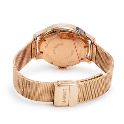 U-Boat Rose Gold-Plated Stainless Steel Italo Fontana 38 MM Quartz Watch Rainbow Mother of Pearl Dial w/ Box