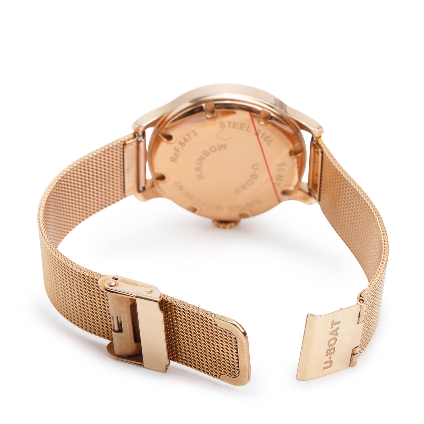 U-Boat Rose Gold-Plated Stainless Steel Italo Fontana 38 MM Quartz Watch Rainbow Mother of Pearl Dial w/ Box