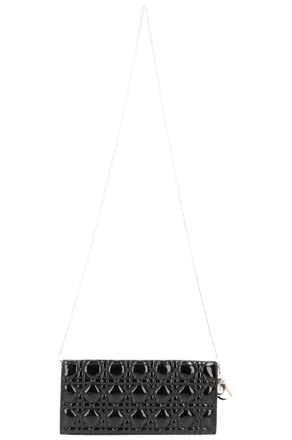 Christian Dior Lady Dior Pouch Patent Clutch Black Rovelle Bags