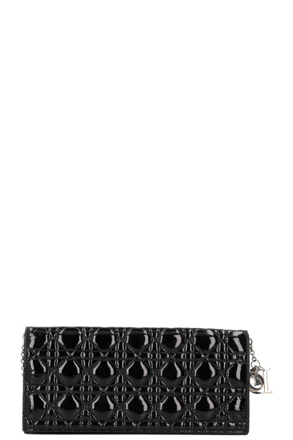 Christian Dior Lady Dior Pouch Patent Clutch Black Rovelle Bags