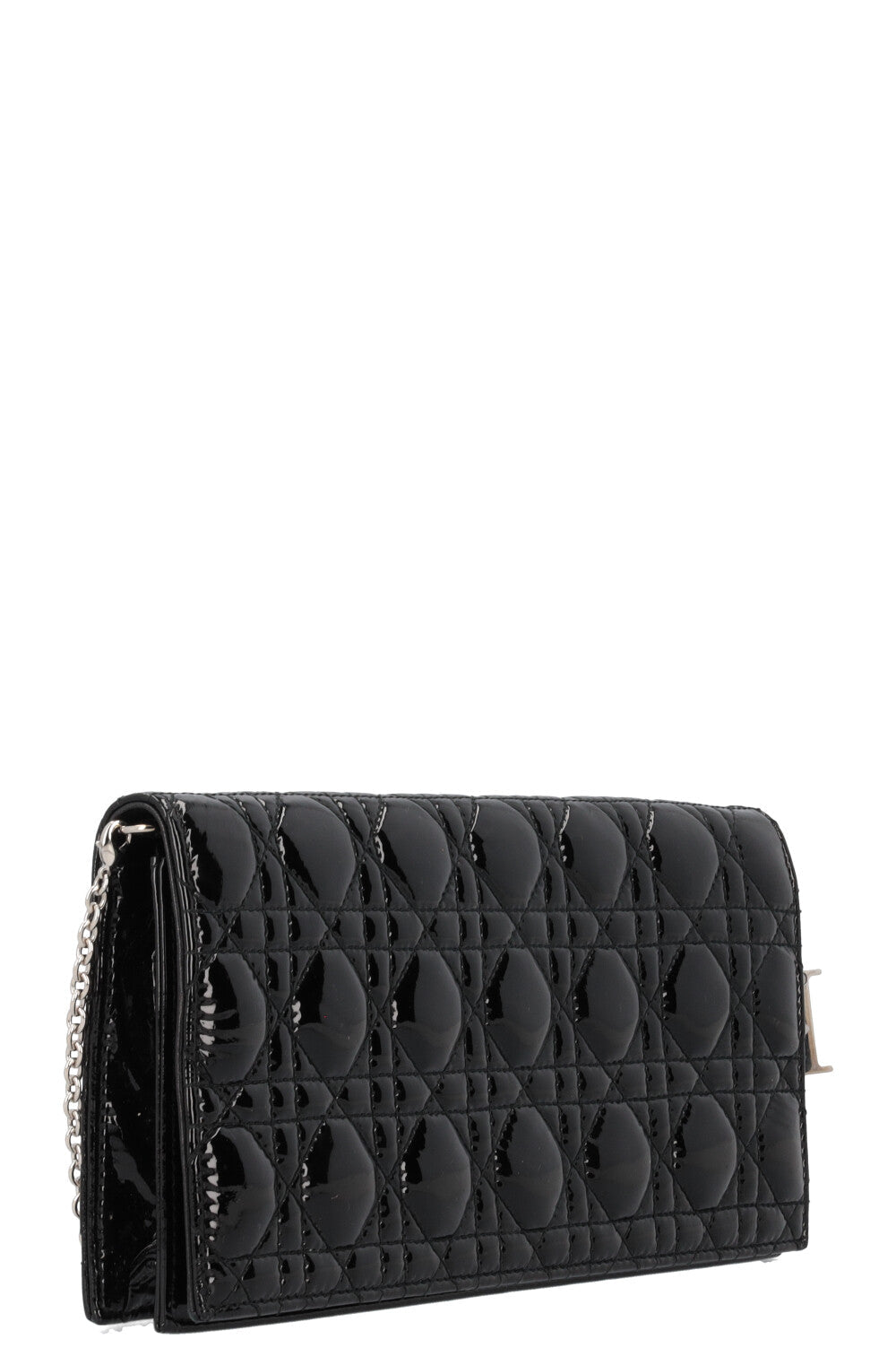 Christian Dior Lady Dior Pouch Patent Clutch Black Rovelle Bags