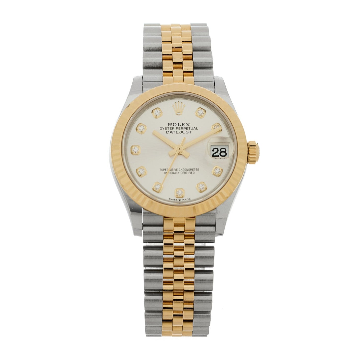 Stainless Steel 18K Yellow Gold Diamond 31mm Oyster Perpetual Datejust Watch Silver 278273