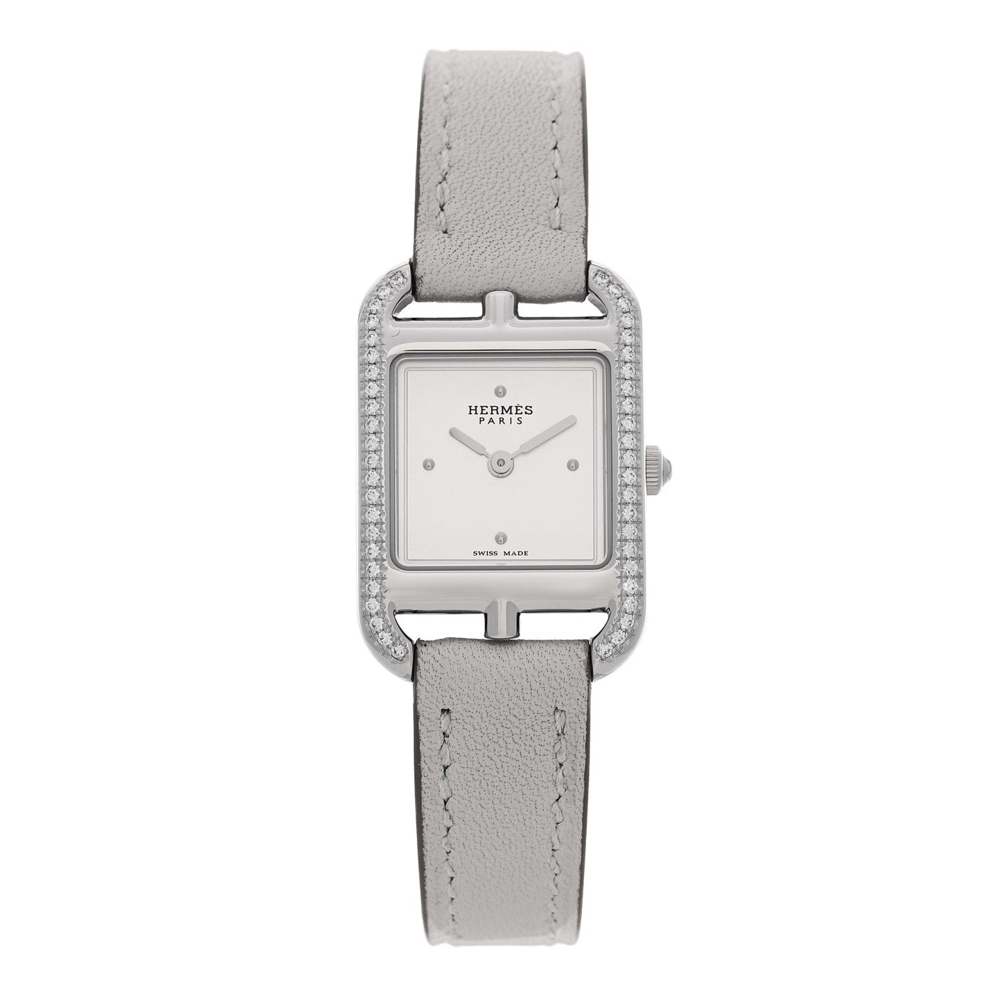 Stainless Steel Athena Diamond Bezel 21mm Cape Cod Quartz Watch Gris Perle