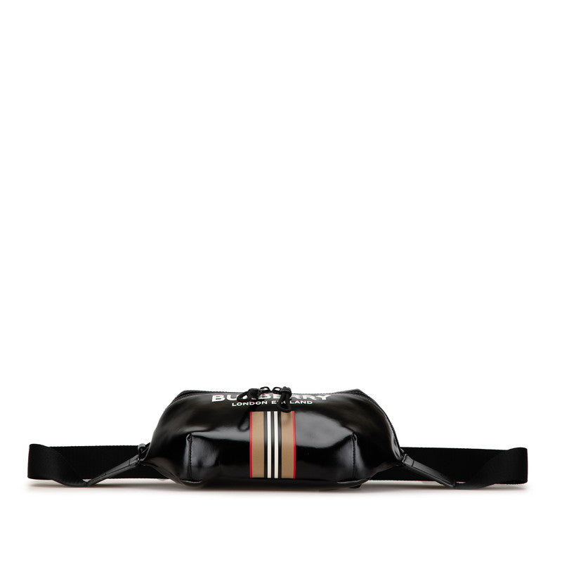 Burberry Logo Stripe Leather Handbag