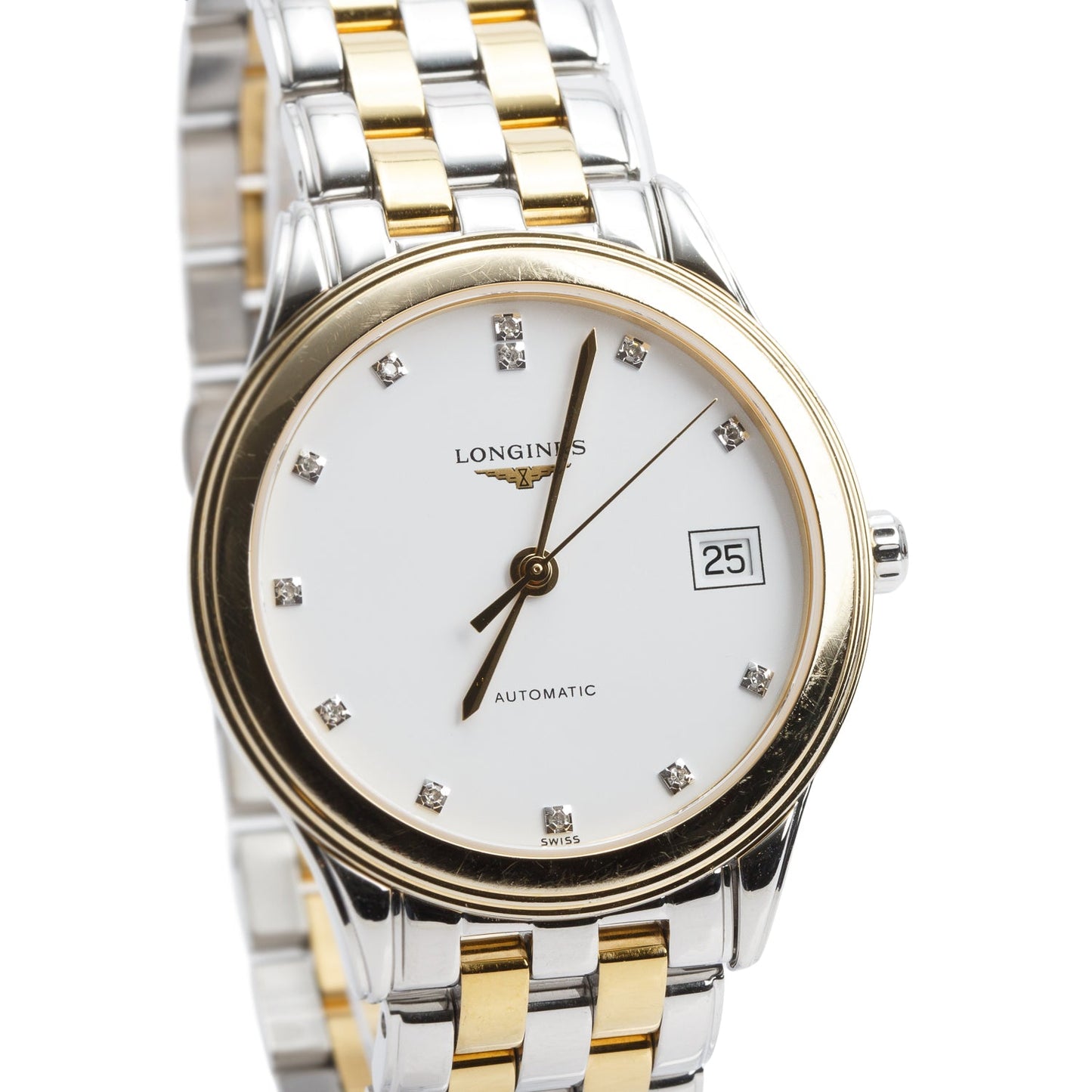 Longines 2022 Two-Tone Stainless Steel Flagship Classic 36 MM Automatic Watch White Diamond Dial w/ Box & Papers