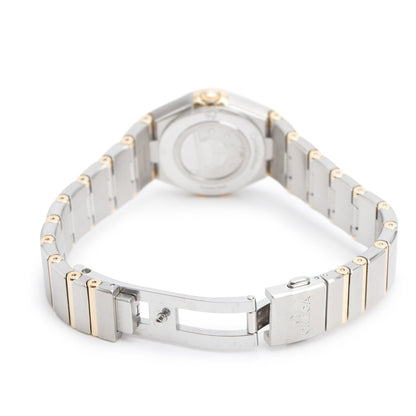 Omega 2024 Stainless Steel & 18k Yellow Gold Diamond Bezel Constellation 25 MM Quartz Watch Mother of Pearl Diamond Dial w/ Box & Papers