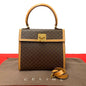 CELINE Shoulder Bag Leather, PVC Brown Macadam Blason Triomphe Pattern logo ring Metal Women