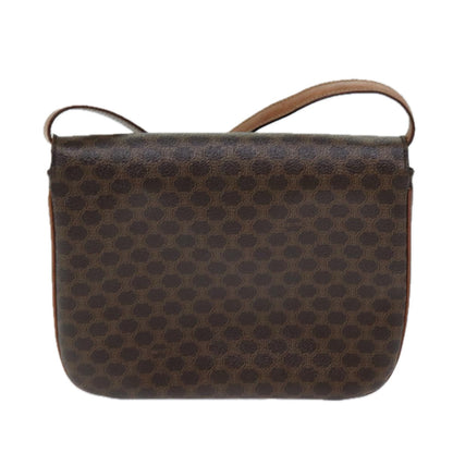 Luxury CELINE Macadam Canvas Shoulder Bag PVC Leather Brown 78222