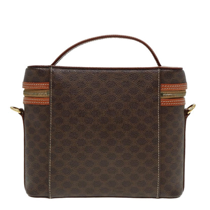 Luxury CELINE Vany Macadam Canvas Cosmetic Pouch PVC Leather 2way Brown 78225