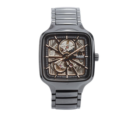 Rado Black High-Tech Ceramic True Square Open Heart 38 MM Automatic Watch Skeleton Dial R27086162