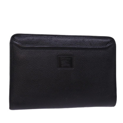 Burberry BurberrySs Auth Leather Black Clutch Bag