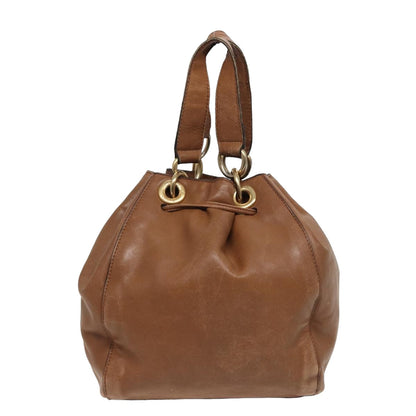 Luxury CELINE Hand Bag Leather 2way Beige 78642