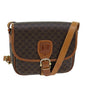 Luxury CELINE Macadam Canvas Shoulder Bag PVC Leather Brown 78765