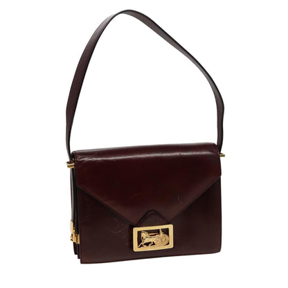 Luxury CELINE Shoulder Bag Leather Wine Red 78766