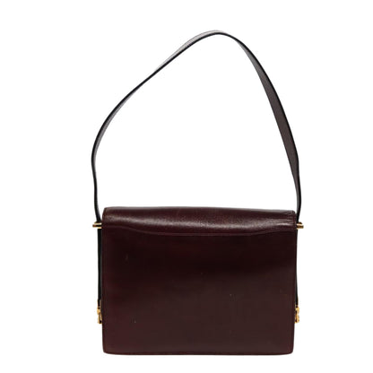Luxury CELINE Shoulder Bag Leather Wine Red 78766