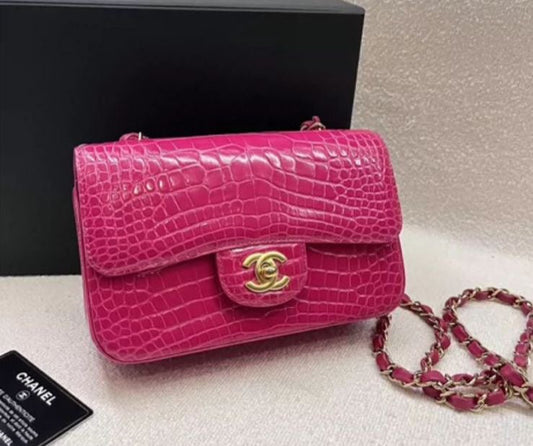 Chanel Pink Alligator Gold Hardware Rovelle Bags