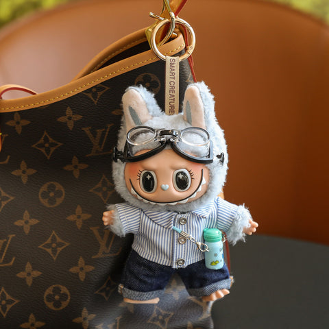 (Baby + clothes) Sitting party baby clothes plush vinyl face doll bag pendant girl gift