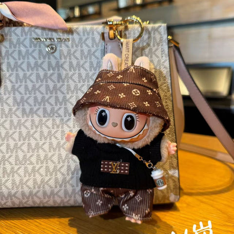 (Baby + clothes) Sitting party baby clothes plush vinyl face doll bag pendant girl gift