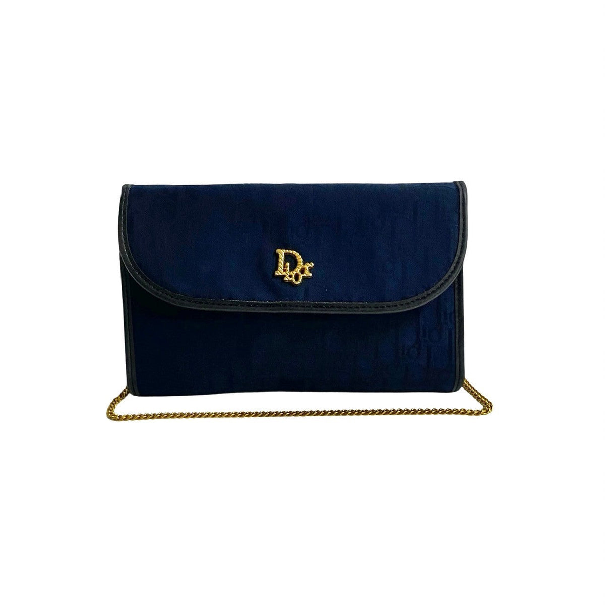 Dior Shoulder Bag Canvas, Leather Navy Trotter Pattern Women Rovelle Bags