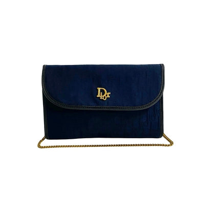 Dior Shoulder Bag Canvas, Leather Navy Trotter Pattern Women Rovelle Bags