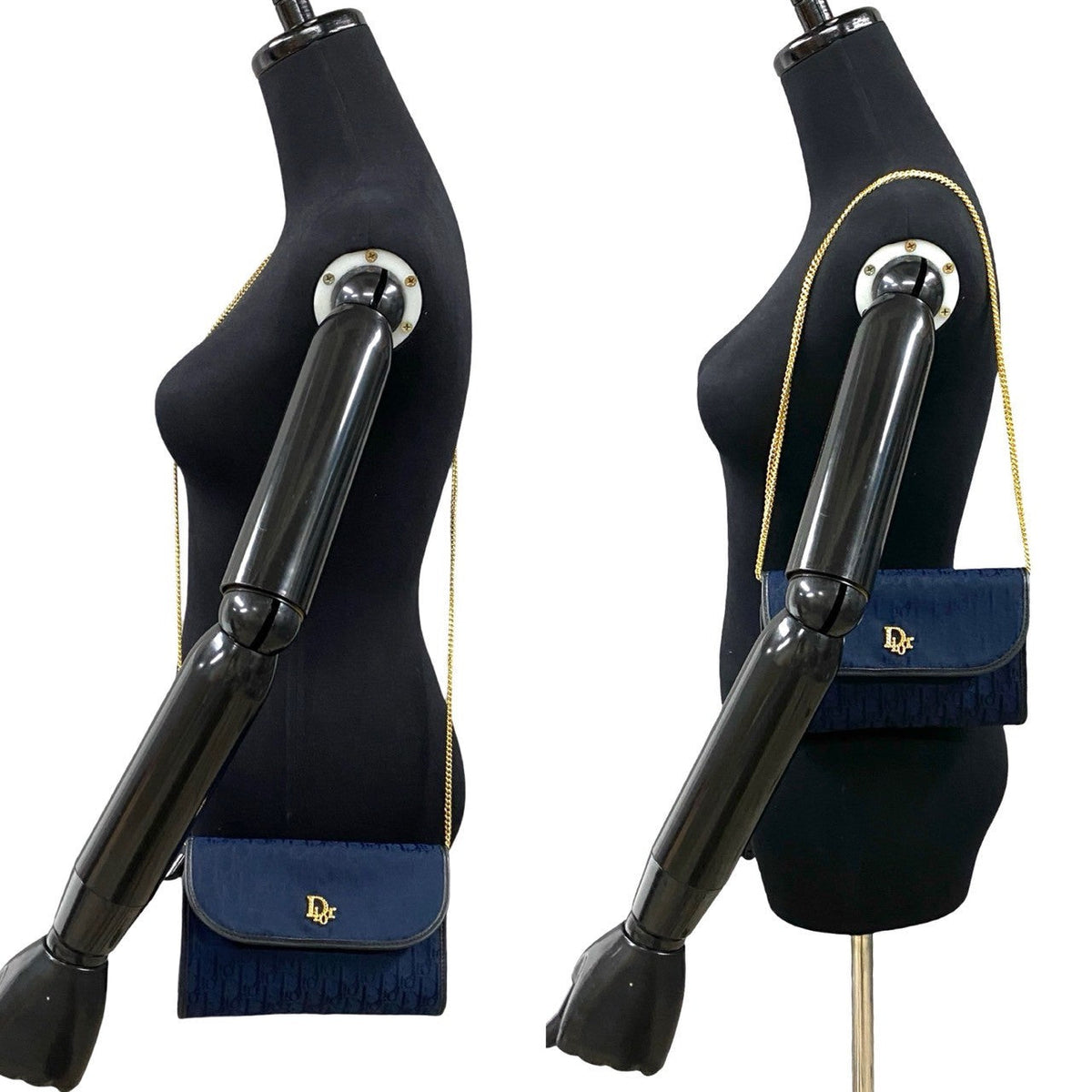 Dior Shoulder Bag Canvas, Leather Navy Trotter Pattern Women Rovelle Bags