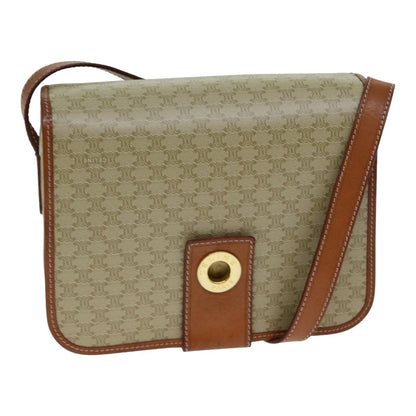 Luxury CELINE Macadam Canvas Shoulder Bag Beige 79130