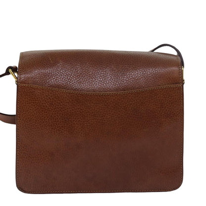 Luxury CELINE Shoulder Bag Leather Brown 79379
