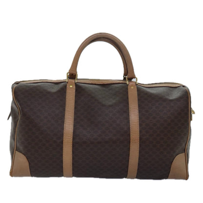 Luxury CELINE Macadam Canvas Boston Bag PVC Leather Brown 79437