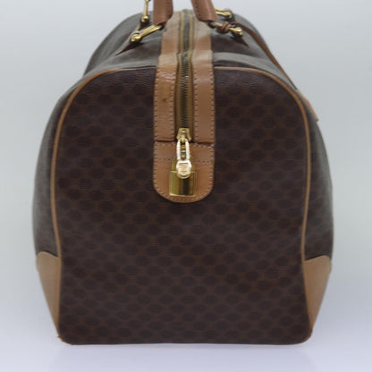 Luxury CELINE Macadam Canvas Boston Bag PVC Leather Brown 79437