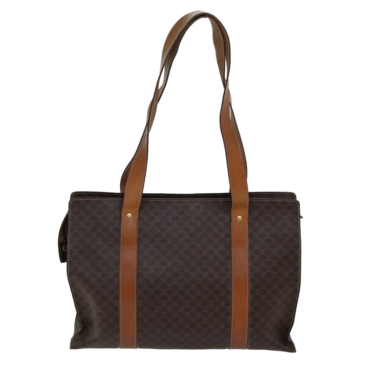 Luxury CELINE Macadam Canvas Shoulder Bag PVC Leather Brown 79543