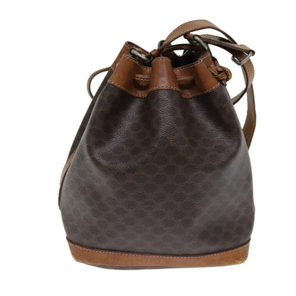 Luxury CELINE Macadam Canvas Shoulder Bag PVC Leather Brown 79626