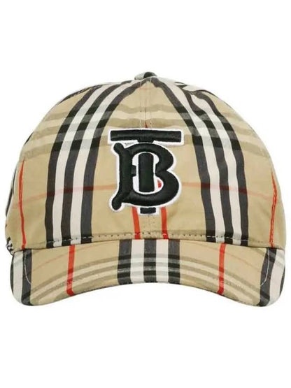 Luxury Burberry Vintage Check Motif Ball Cap Beige