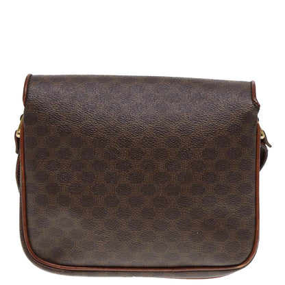 Luxury CELINE Macadam Canvas Shoulder Bag PVC Leather Brown 79666