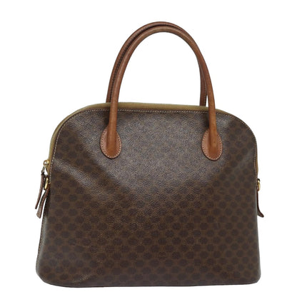 Luxury CELINE Macadam Canvas Hand Bag PVC Leather Brown 79677