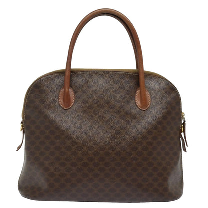 Luxury CELINE Macadam Canvas Hand Bag PVC Leather Brown 79677
